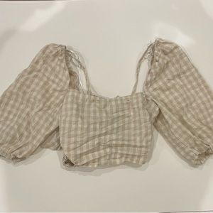 Linen Blend Crop Blouse